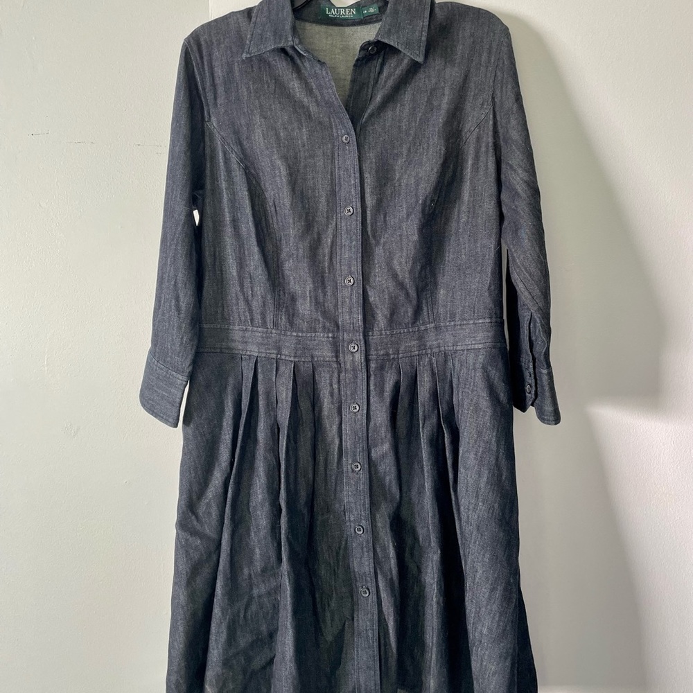 Lauren by Ralph Lauren denim dress midnight grey year-round fabulousness
